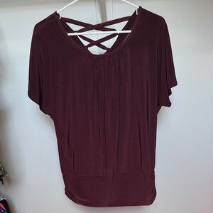 Apt. 9 Deep Burgundy Blouse with Crisscross Detail